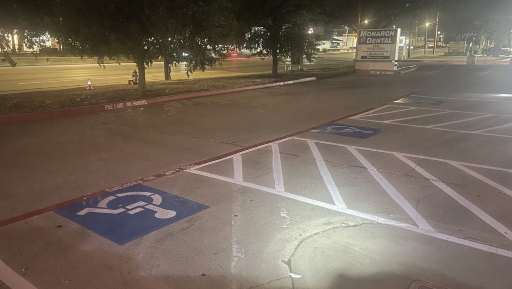 newly striped parking lot stalls at dental office