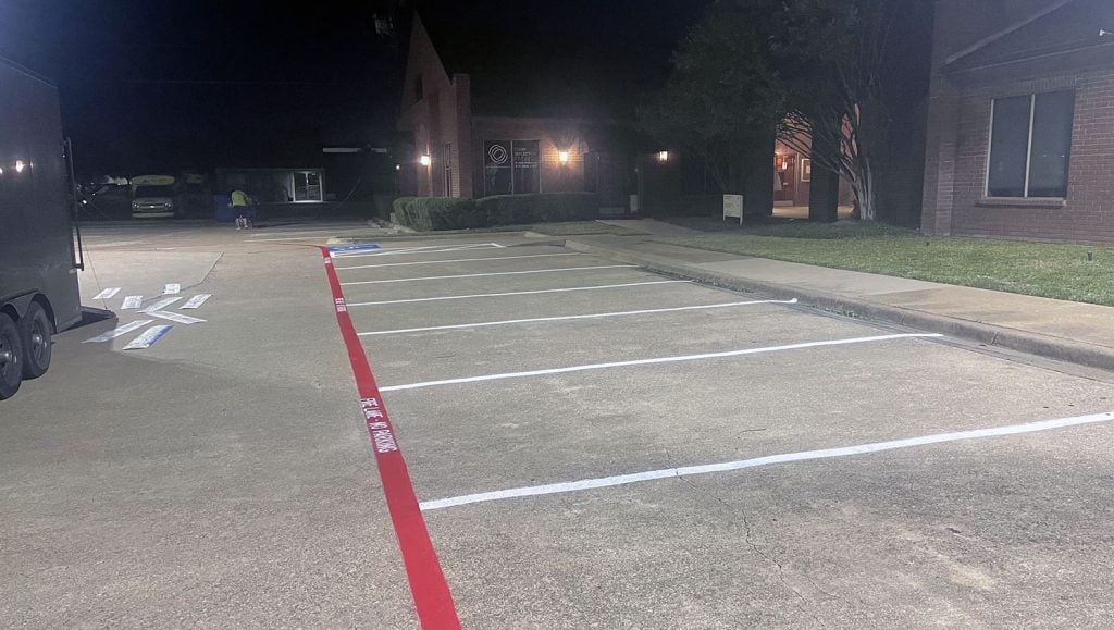 newly striped parking lot markings at medical office