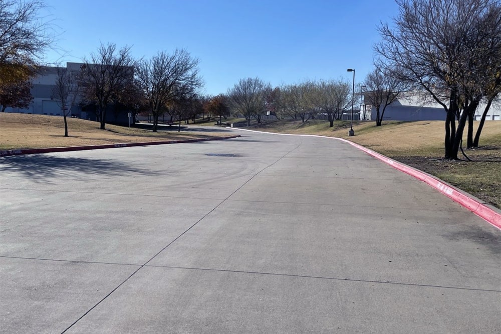 view of straight, parallel warehouse stripes at Play Power in Irving, TX