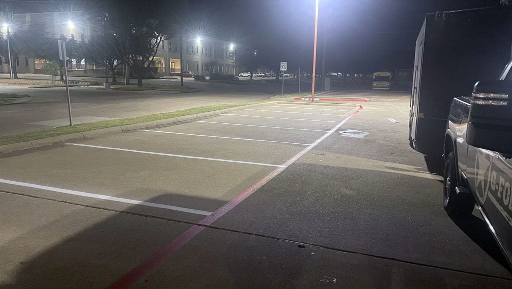 parking lot markings and fire lane striping at medical office