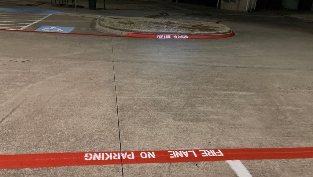 The Parks at Texas Star parking lot with freshly painted fire lanes