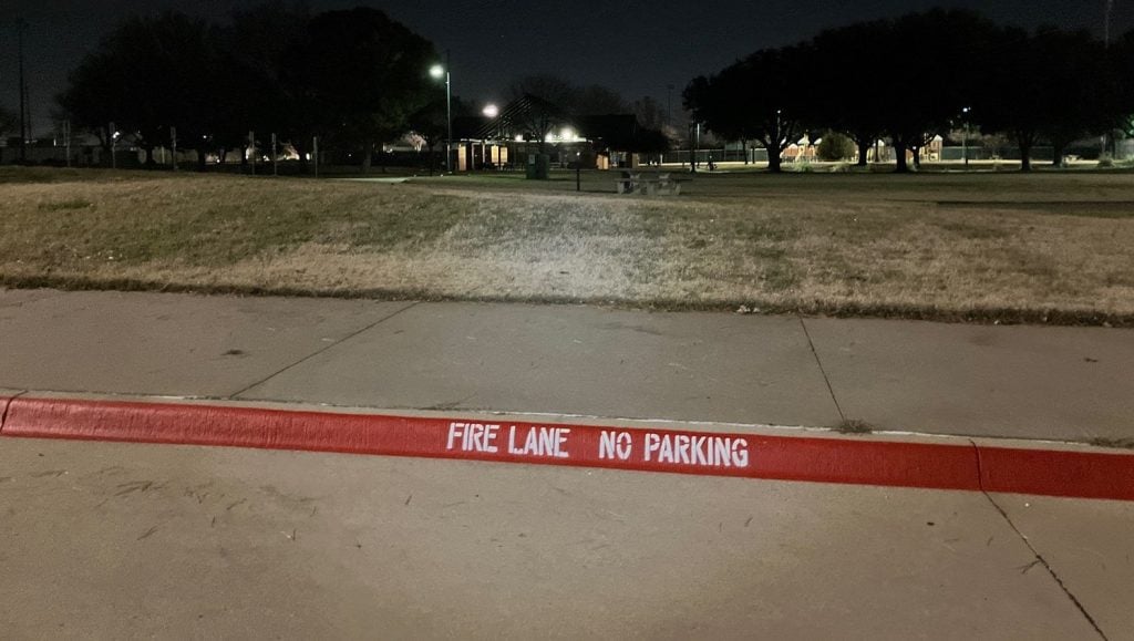 The Parks at Texas Star parking lot freshly painted fire lane markings