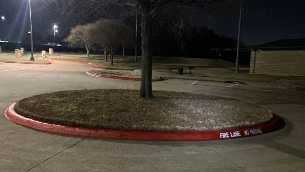 freshly painted fire lane striping for The Parks at Texas Star