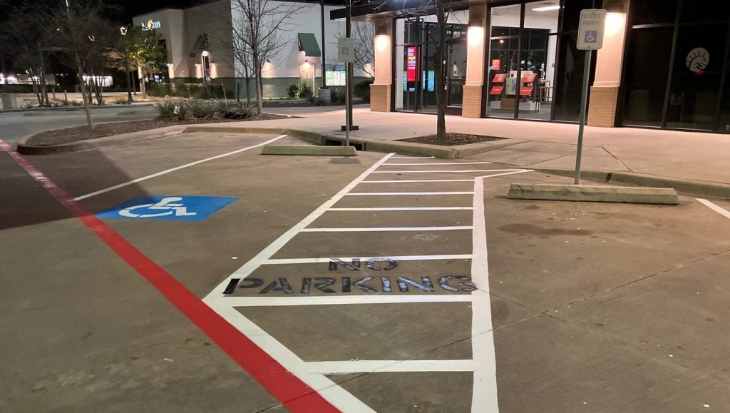 ada compliance parking spot freshly painted for Jersey Mike's Subs