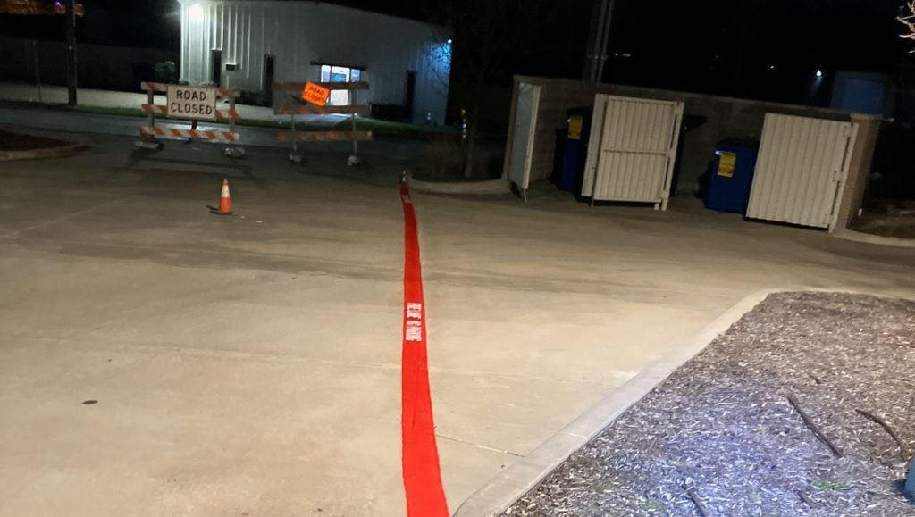 fire lane striping freshly painted for Jersey Mike's Subs parking lot