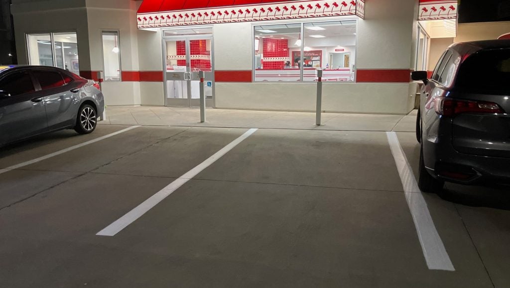 parking spots freshly painted for IN-N-OUT parking lot