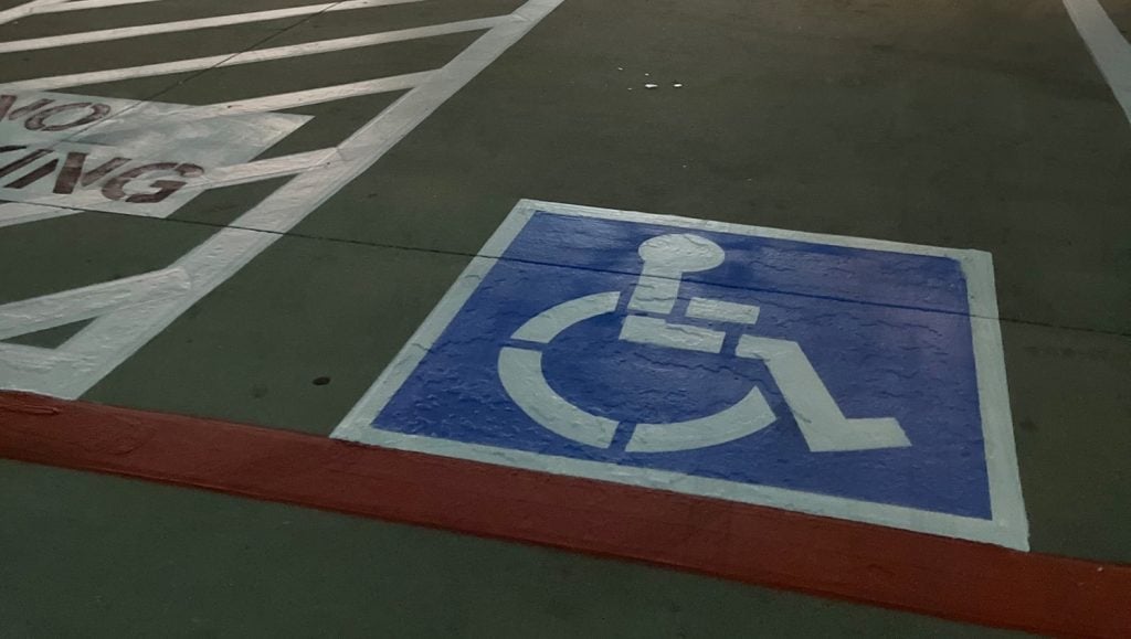 close-up of ada compliance parking spot freshly painted for IN-N-OUT