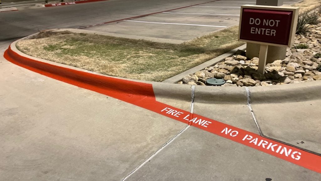fire lane parking lot freshly painted for IN-N-OUT parking lot