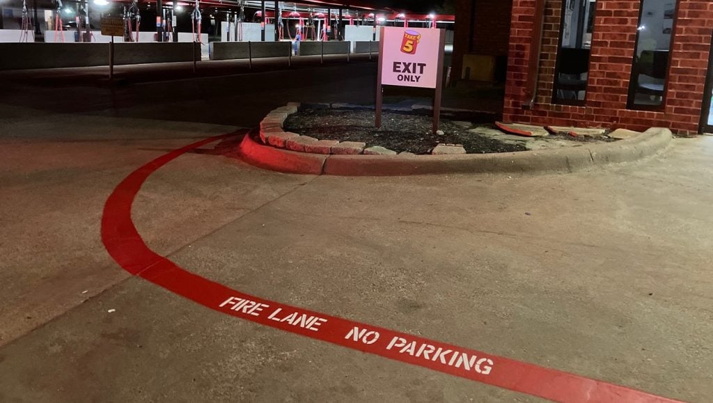 fire lane striping for Take 5 Oil Change parking lot