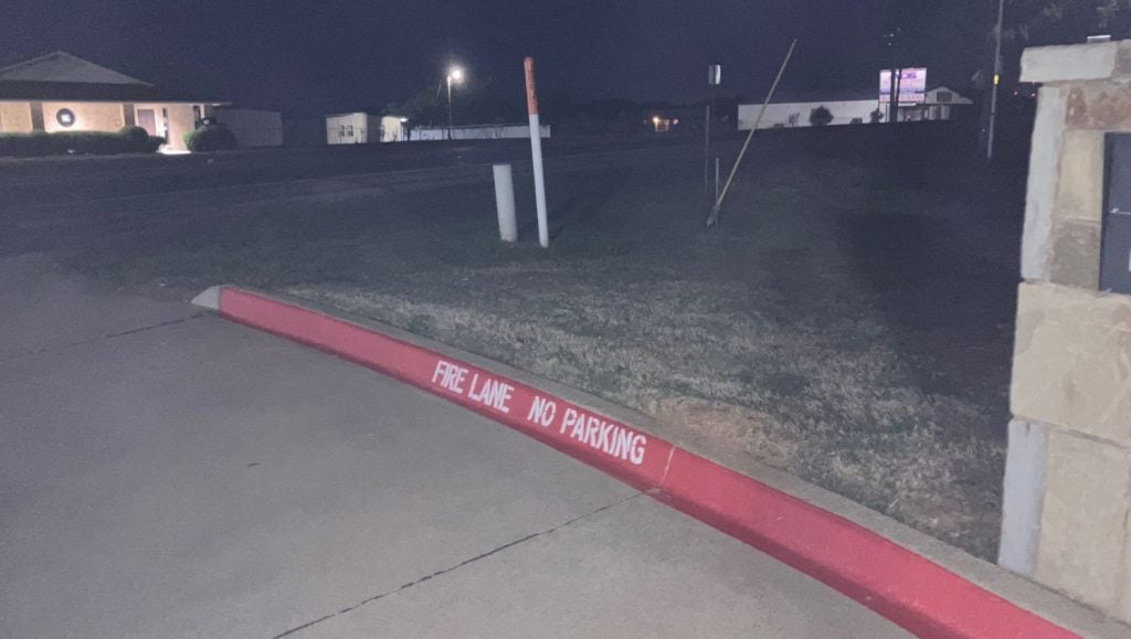 fire lane striping freshly painted for St. Claire Dental Office parking lot