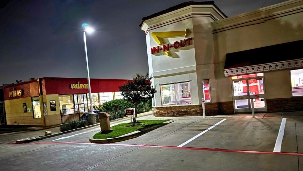 freshly painted parking spots for In-N-Out Burger
