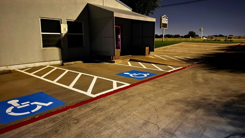 ada compliance parking spots for Creature Comfort Animal Clinic parking lot
