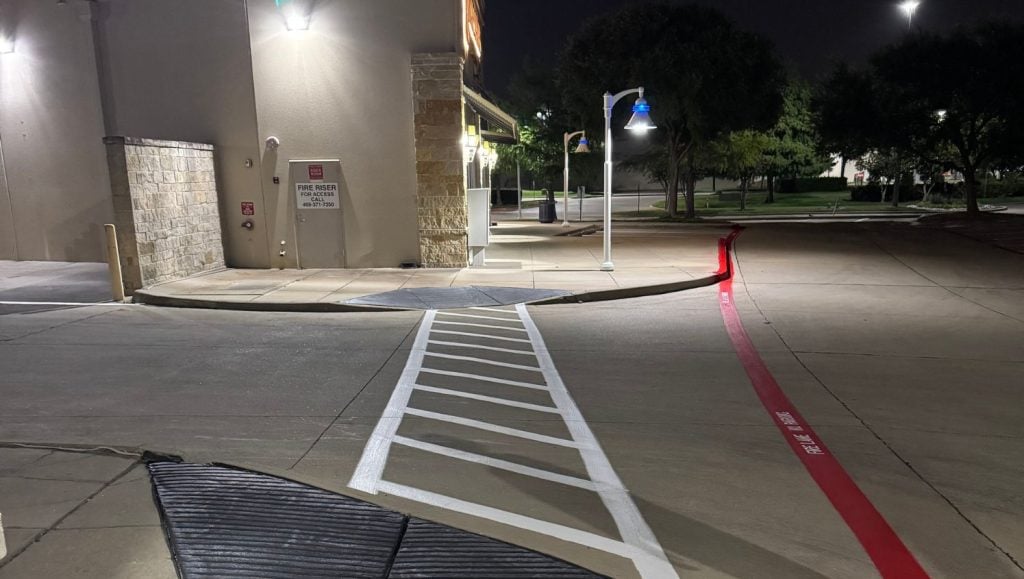 crosswalk freshly painted for Market at Preston Ridge parking lot