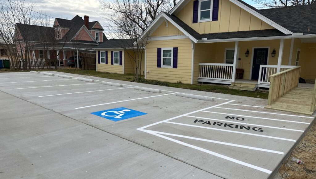 parking stops installed for Beaver Builders parking lot