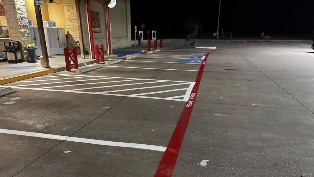 Line Striping Markings for Flying J in Cisco, TX