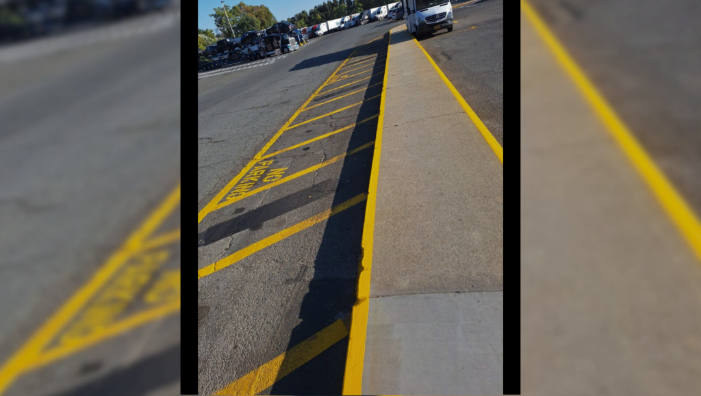 Semi-Truck Parking Lot Striping for Travel America in Redding, CA
