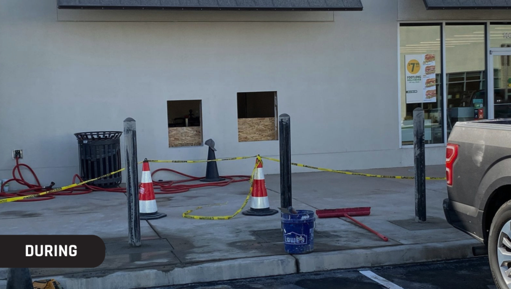 Before Bollard Installation for Westamerica Bank in Hanford, CA
