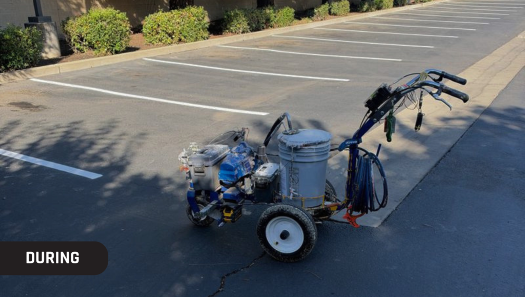 During Parking Lot Restriping for Powersports of Modesto in Modesto, CA