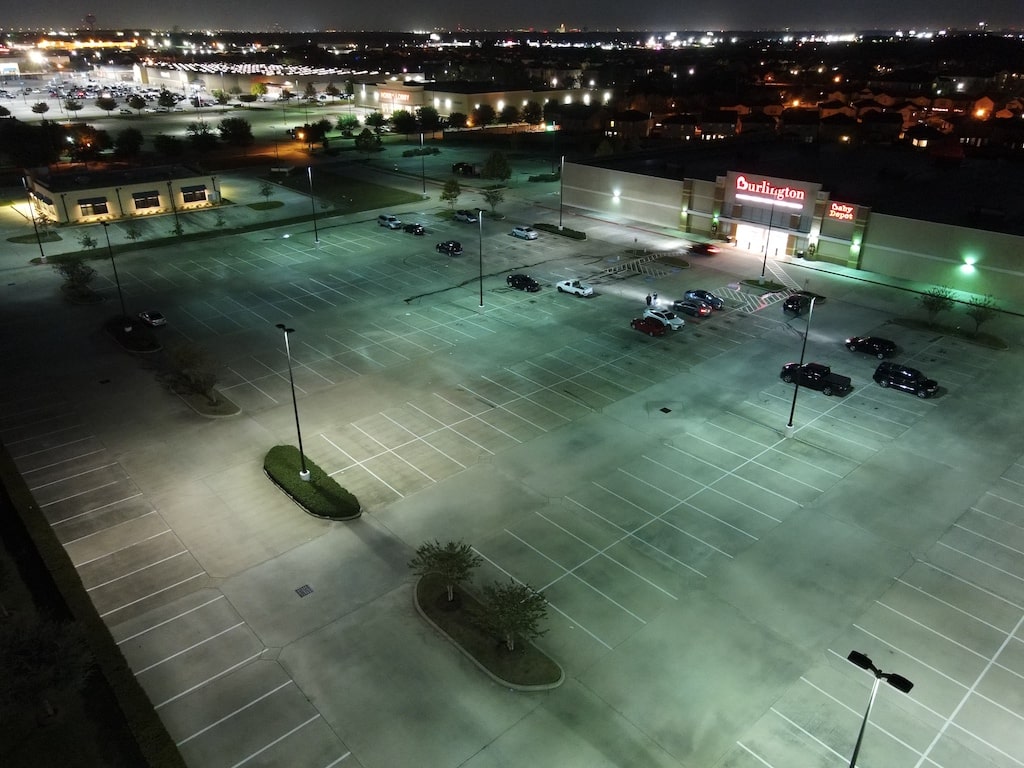 Full night view of the new Burlington parking lot re painted