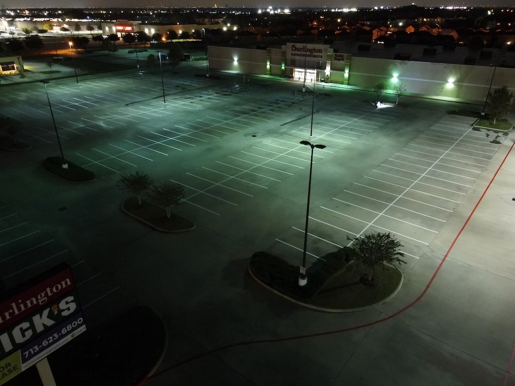 Full night view of the new Burlington parking lot
