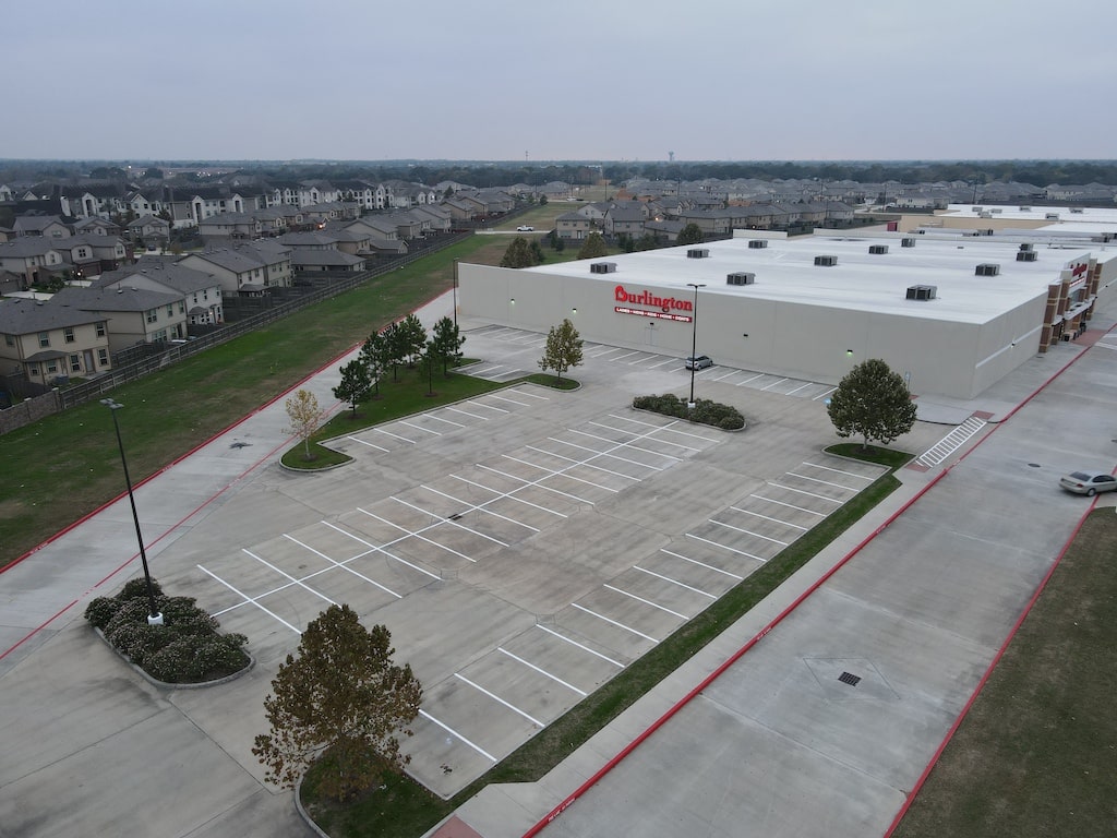 Overhead view of Burlington new parking lot