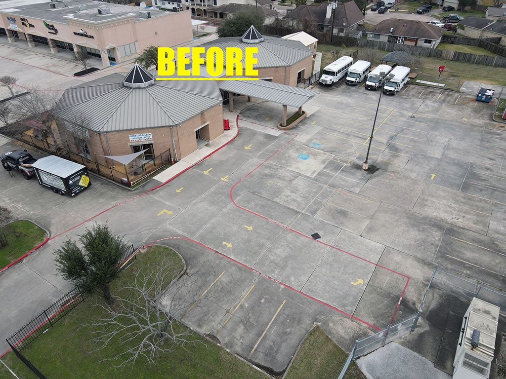 before photo of Silver Star Academy parking lot