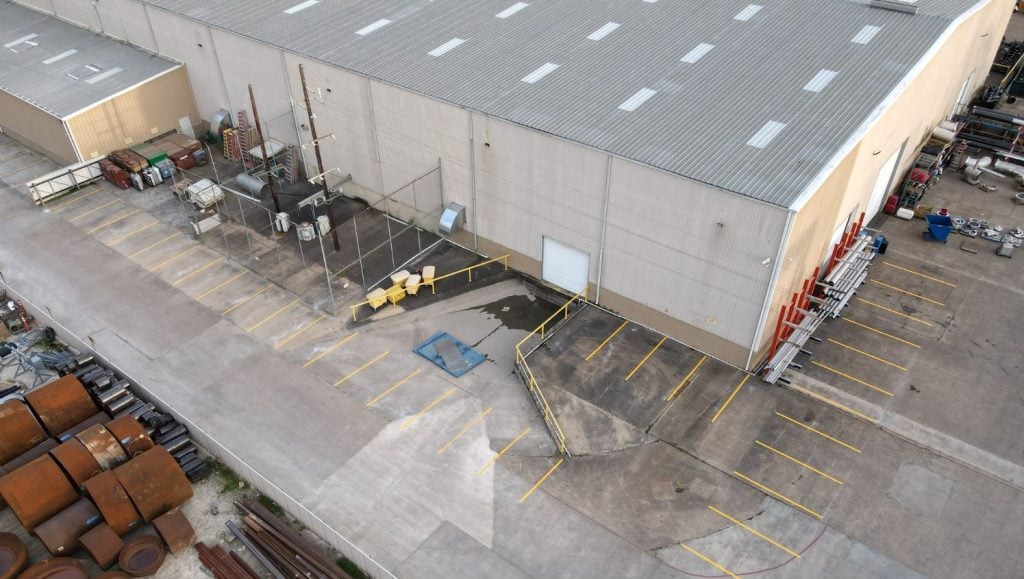 DSI parking lot aerial view freshly painted