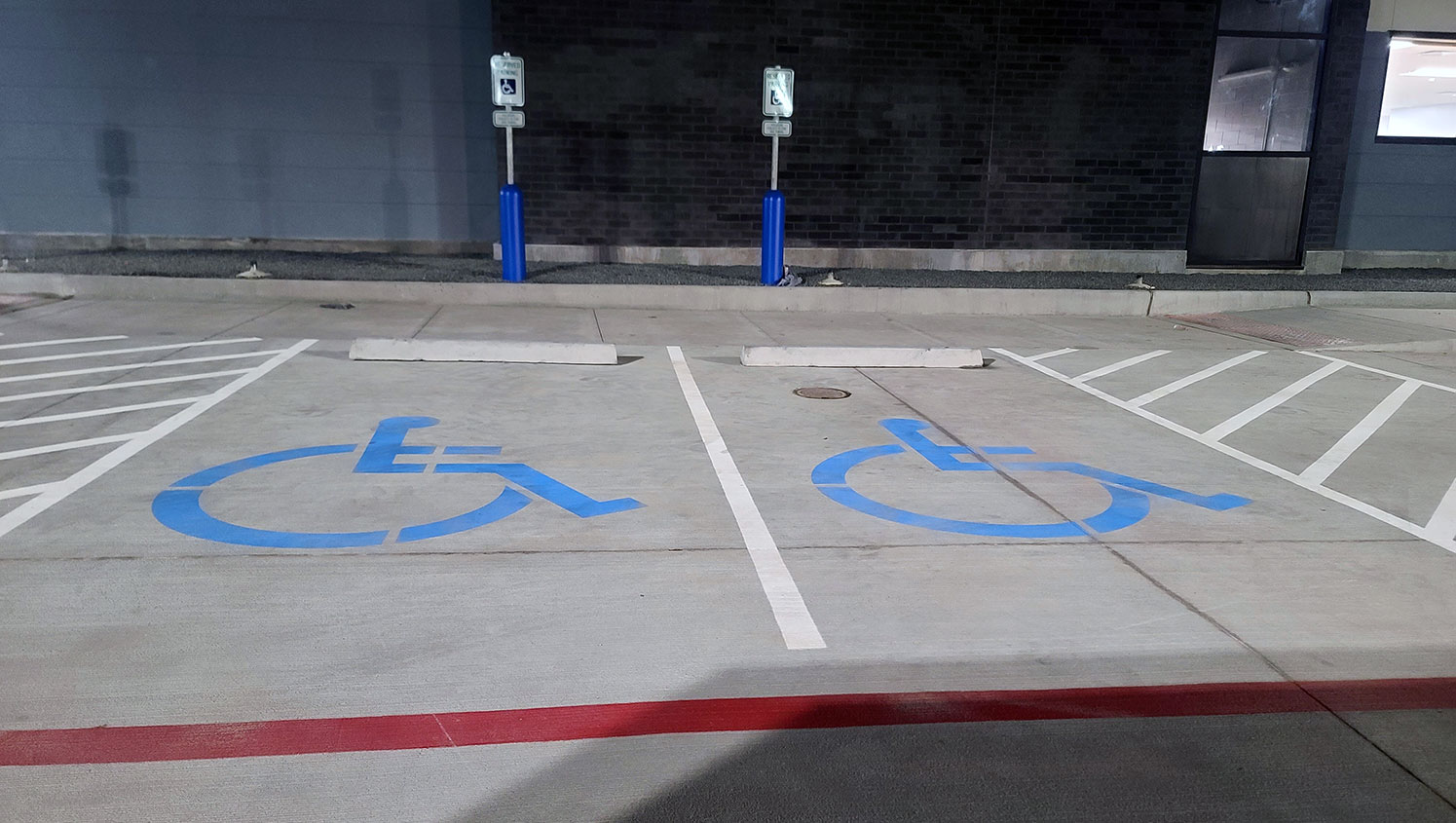 close-up of ada-compliant parking spaces