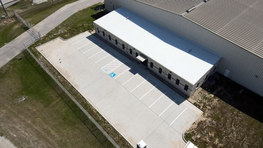 aerial view of new parking lot striping