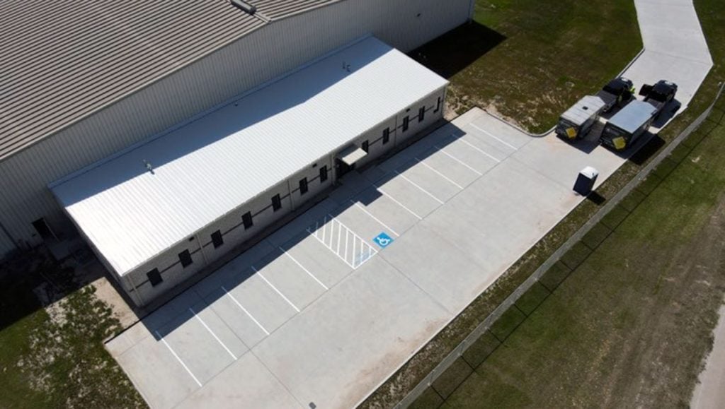 above view of new parking lot markings