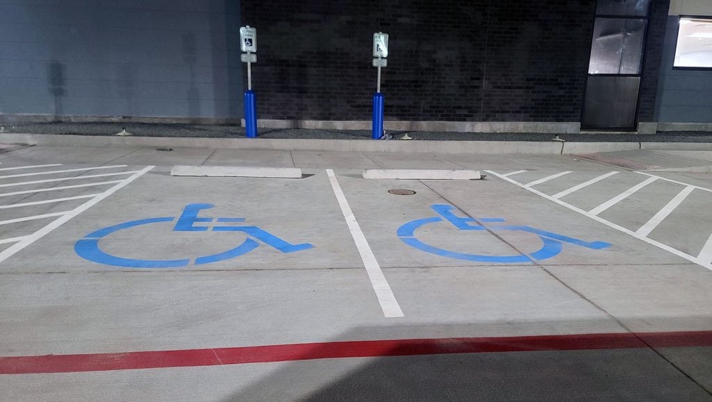 newly striped parking lot stalls