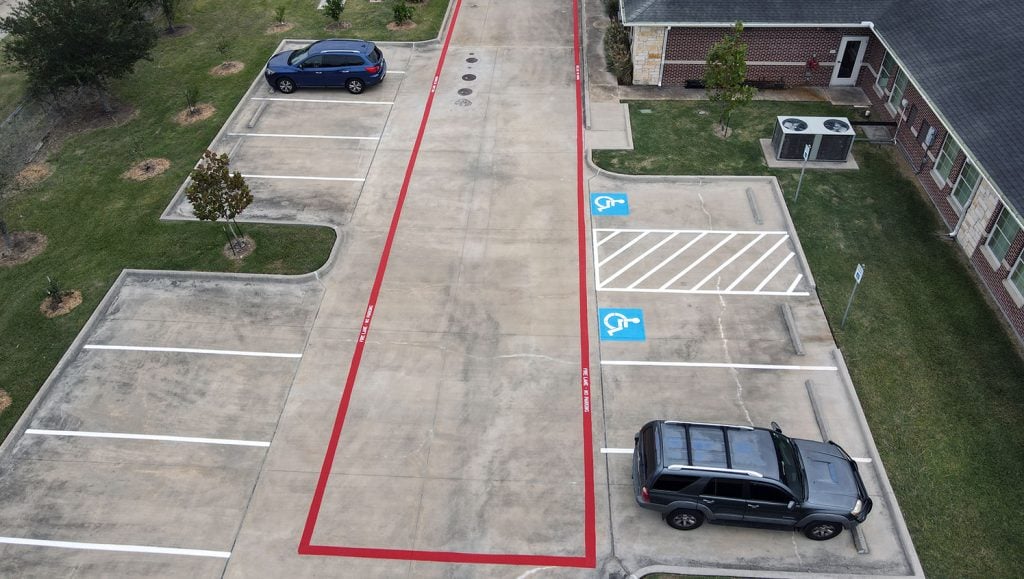 fire lane and parking space striping for noras home