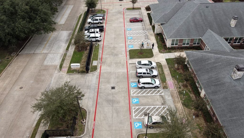 parking lot stall markings and fire lane markings for noras home
