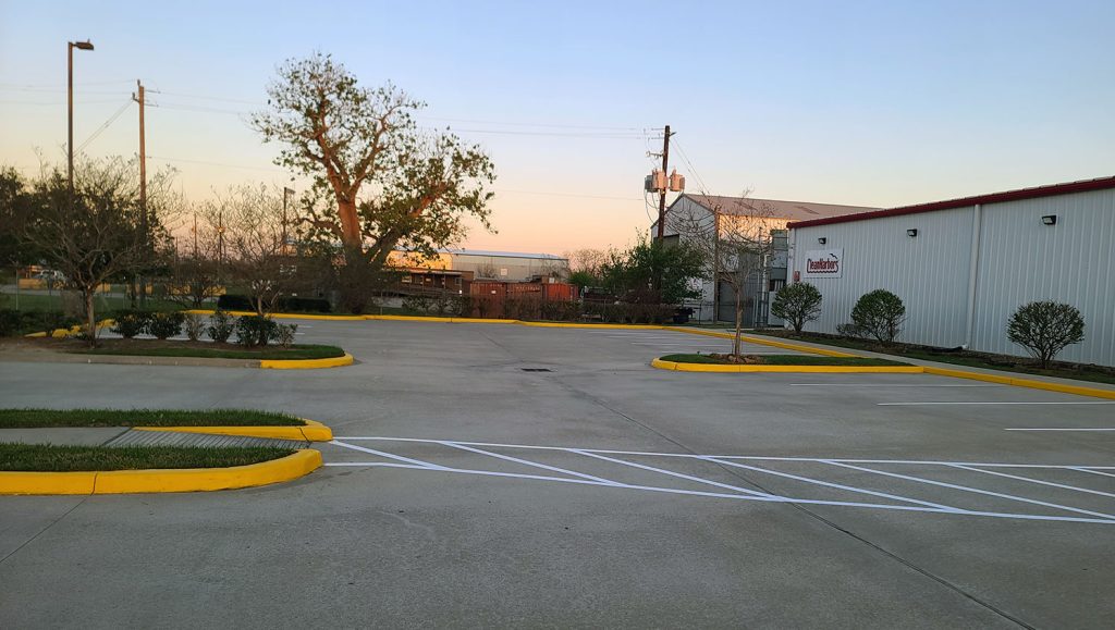 repainted curbing and parking spaces