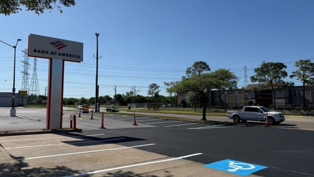 freshly painted parking spots for BKT Construction parking lot