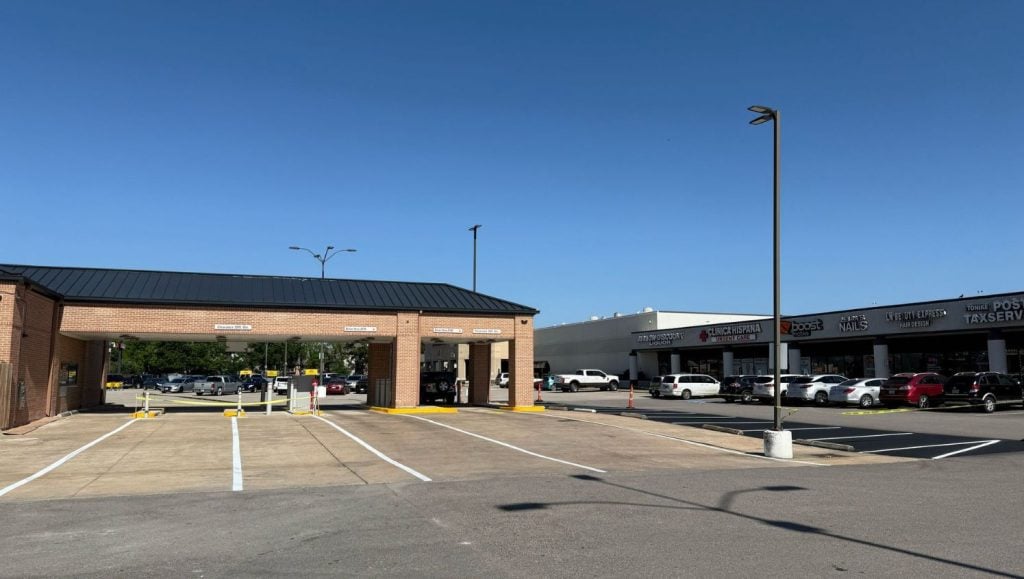 parking spots freshly painted for BKT Construction parking lot