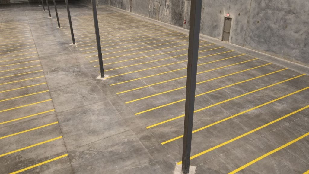 freshly painted line markings for NeuAg warehouse