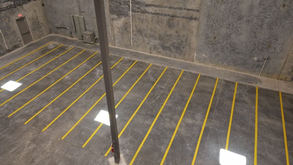 aerial view of NeuAg warehouse with new painted lines