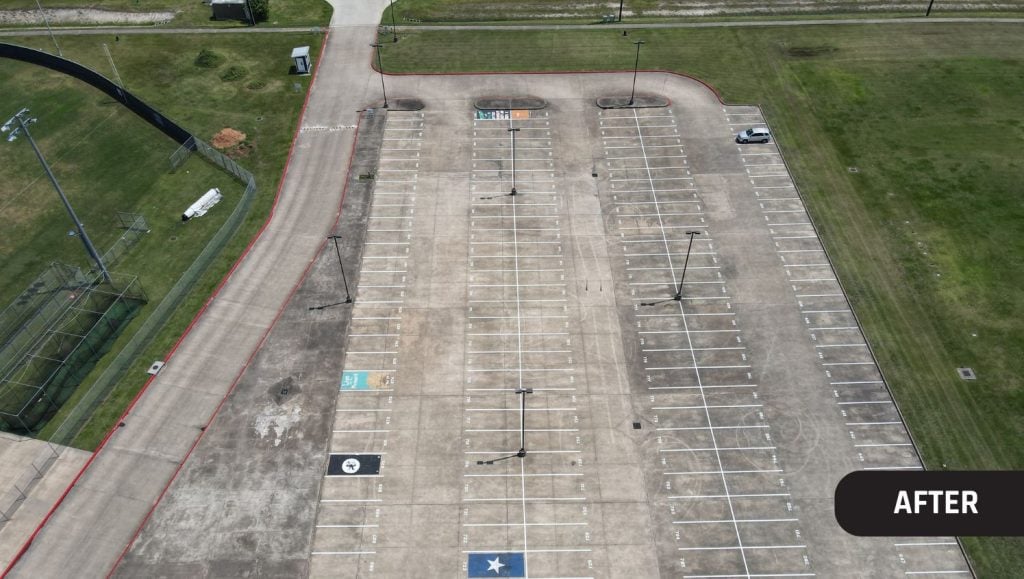 parking spots freshly painted for Pearland ISD