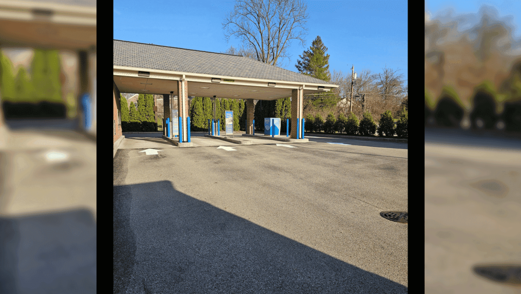 before view of line striping in Liberty, IN