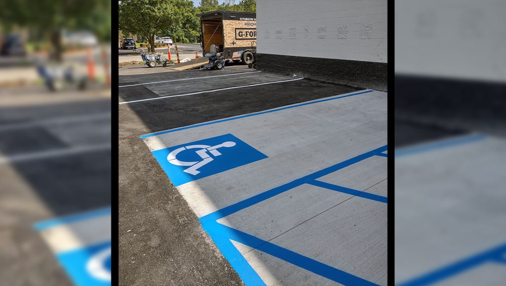 re-striped ada-compliant stalls