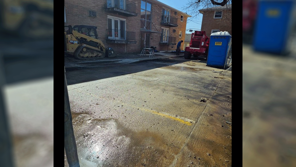 before view of line striping in Anderson, IN