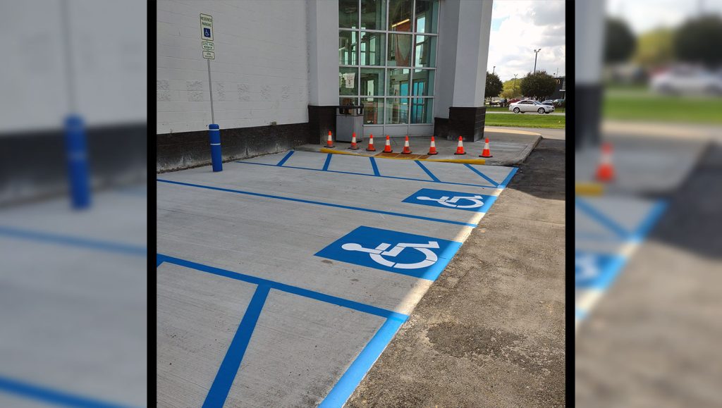 newly striped ada-compliant stalls