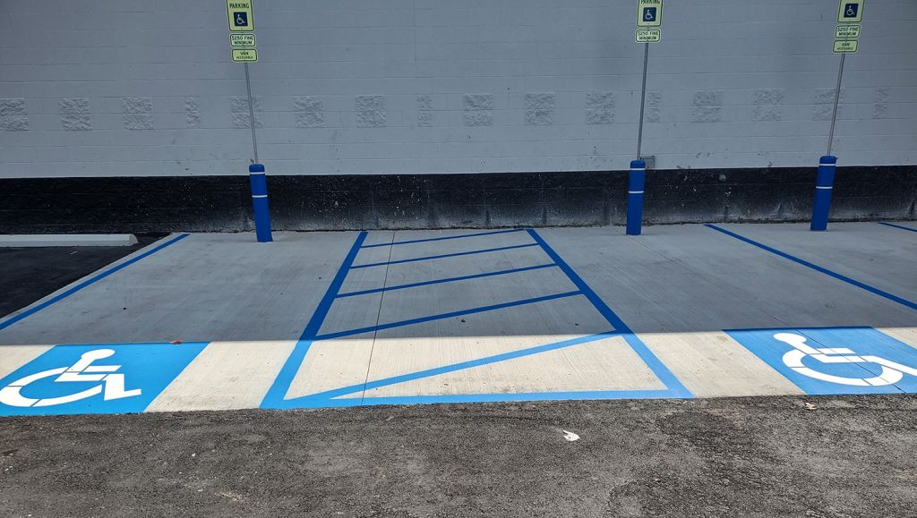 two re-striped ada-compliant stalls