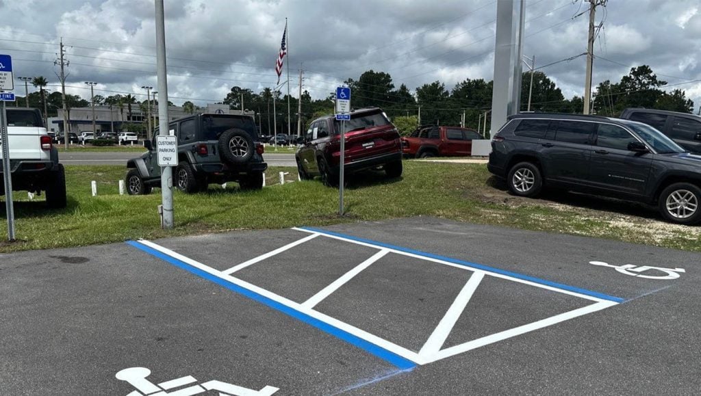 DARCARS Dealership parking lot freshly painted line markings