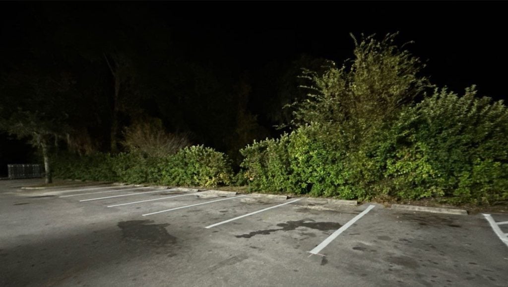 parking spots freshly painted for Dollar General parking lot