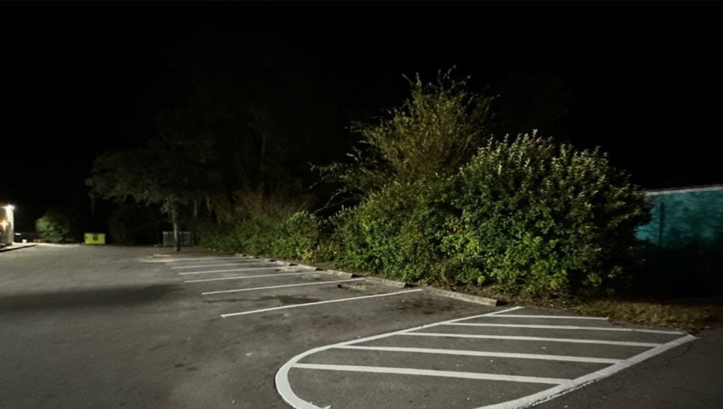 freshly painted line markings for Dollar General parking lot