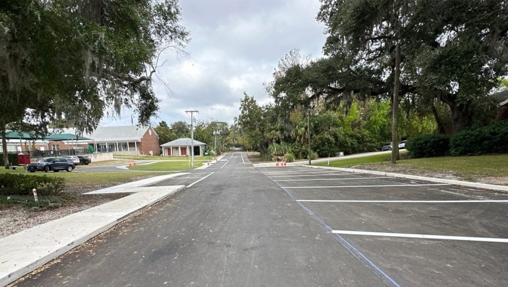 parking spots freshly painted for City of Fernandina Beach
