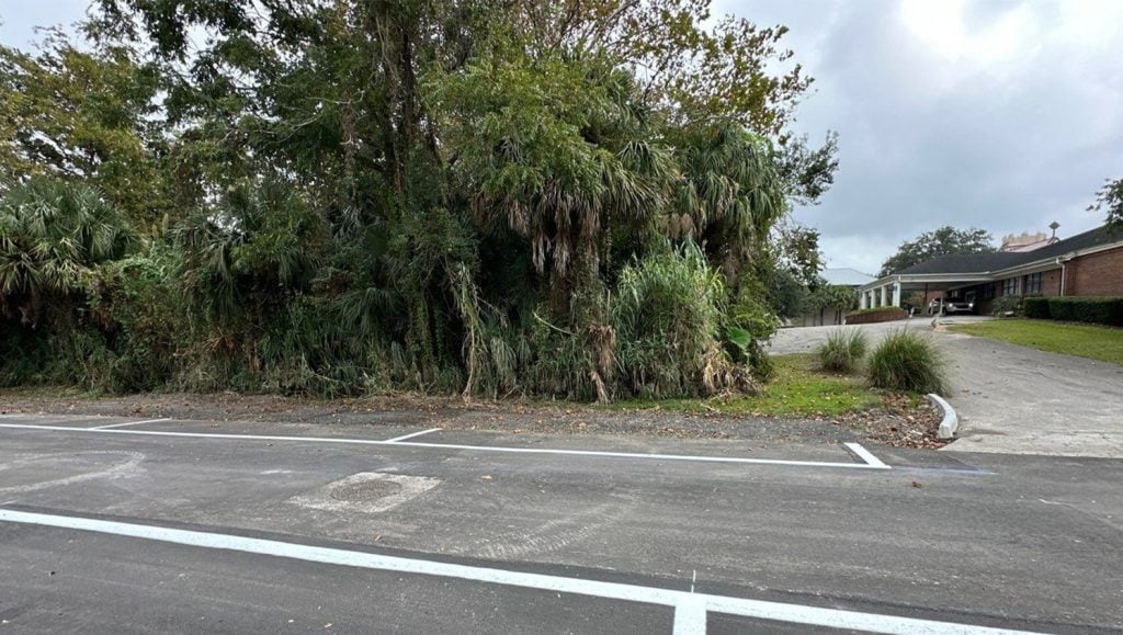 freshly painted line markings for City of Fernandina Beach parking lot