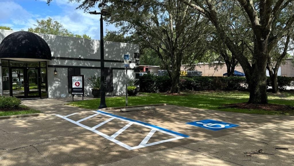 freshly painted ada compliance parking spots for SAW Management Group, Zaxby's